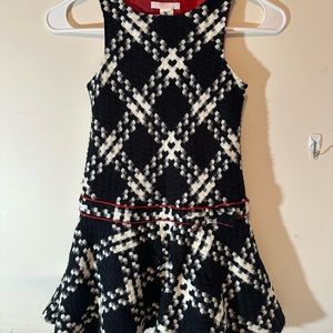 Janie and Jack Black White Plaid Check Flare Dress Girls 4